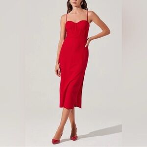 ASTR Mesh Red Midi Dress